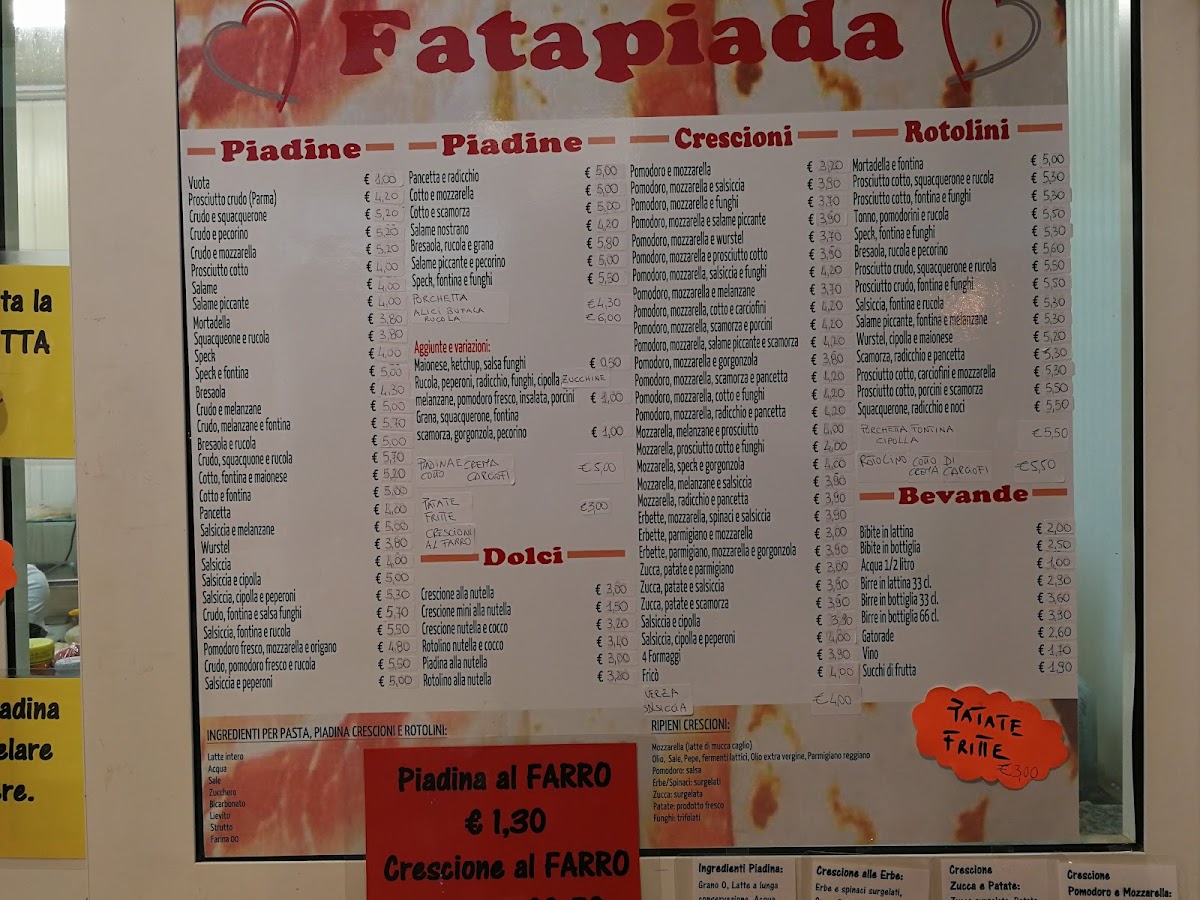 Fatapiada 2002 Stadium Piadina Kiosk Photo Menu 6