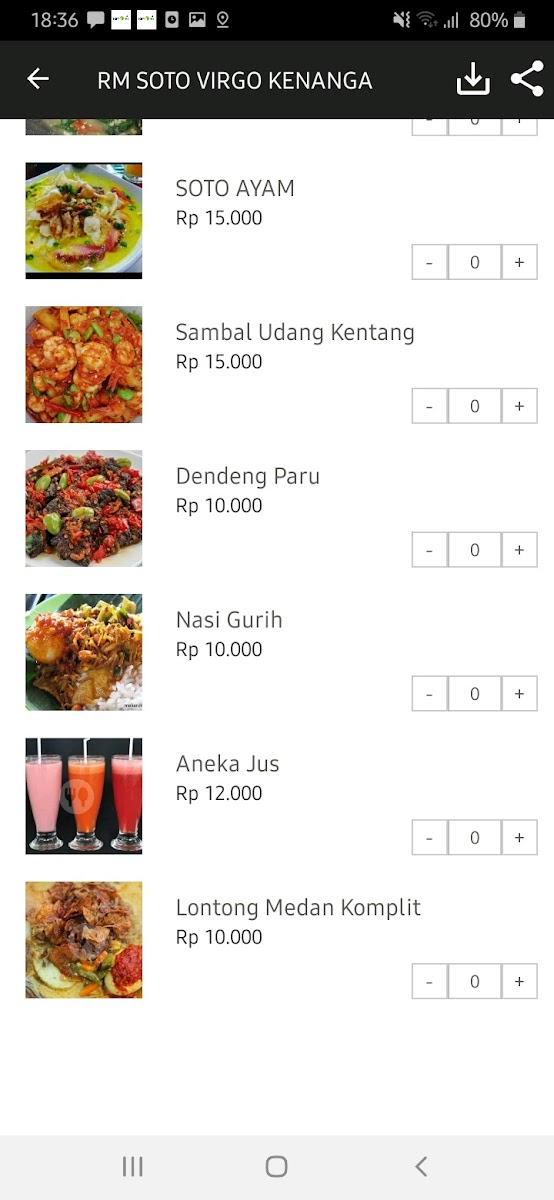 Rumah Makan Soto Virgo Kenanga Photo Menu 1