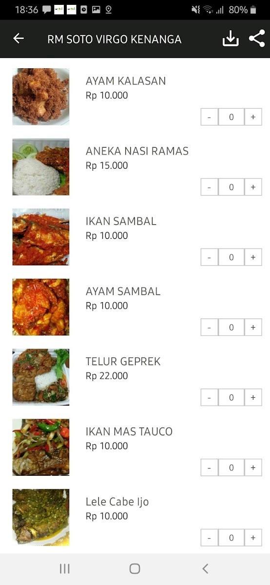 Rumah Makan Soto Virgo Kenanga Photo Menu 2