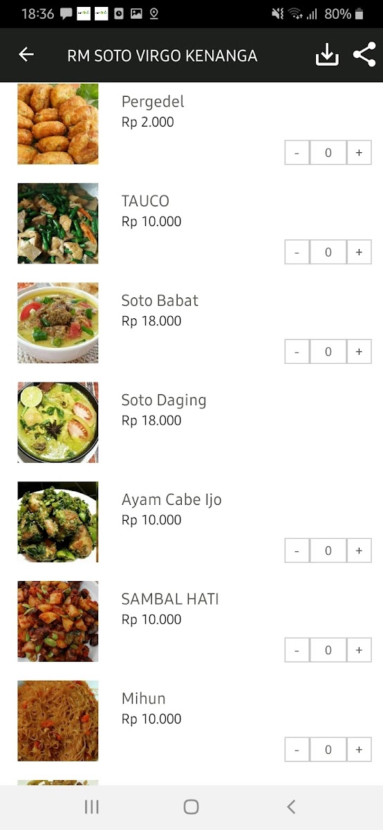 Rumah Makan Soto Virgo Kenanga Photo Menu 3