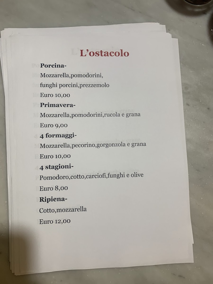 Pizzeria/pasticceria/Ristorante/Forno L'Ostacolo Photo Menu 8