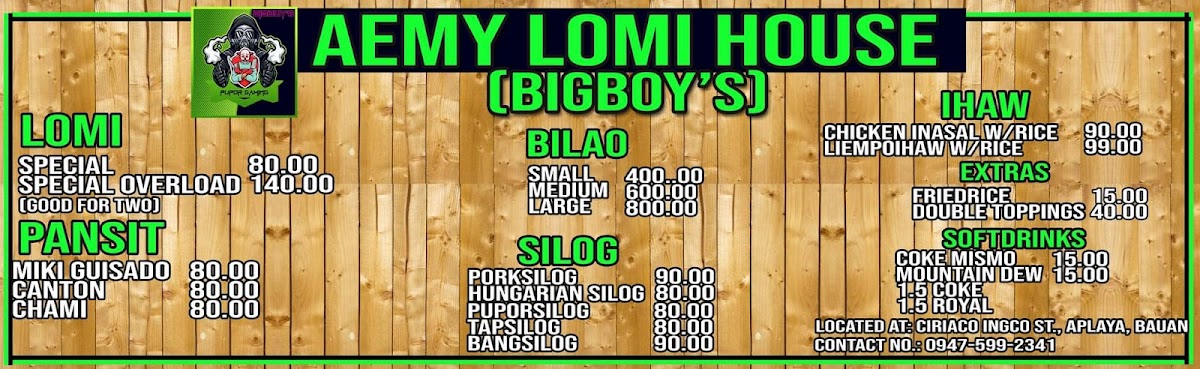 BigBoy's Lomi House Photo Menu 1