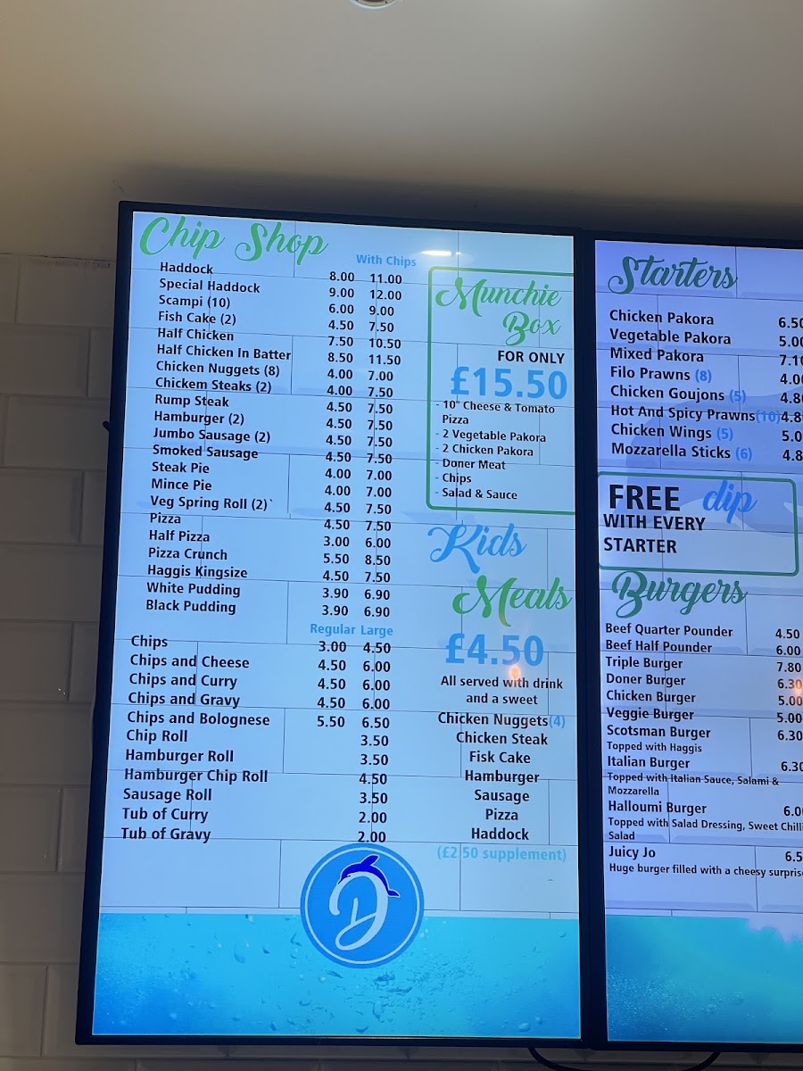 Dolphin Fish & Chip Shop Photo Menu 2
