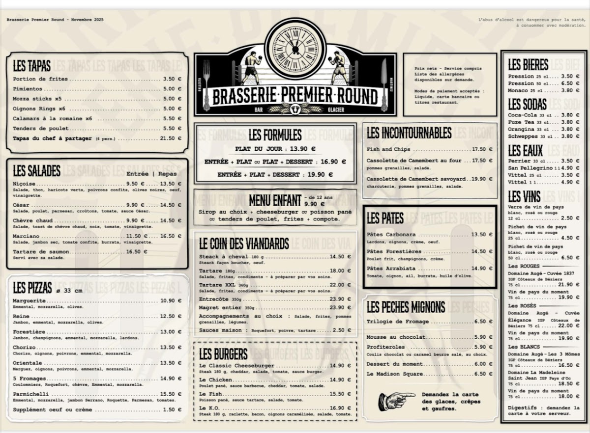 Brasserie Premier Round Photo Menu 1