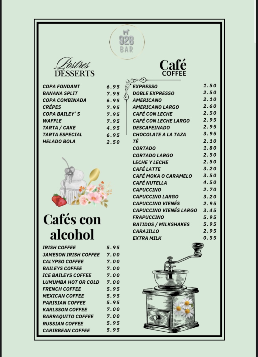 928 Bar Photo Menu 1