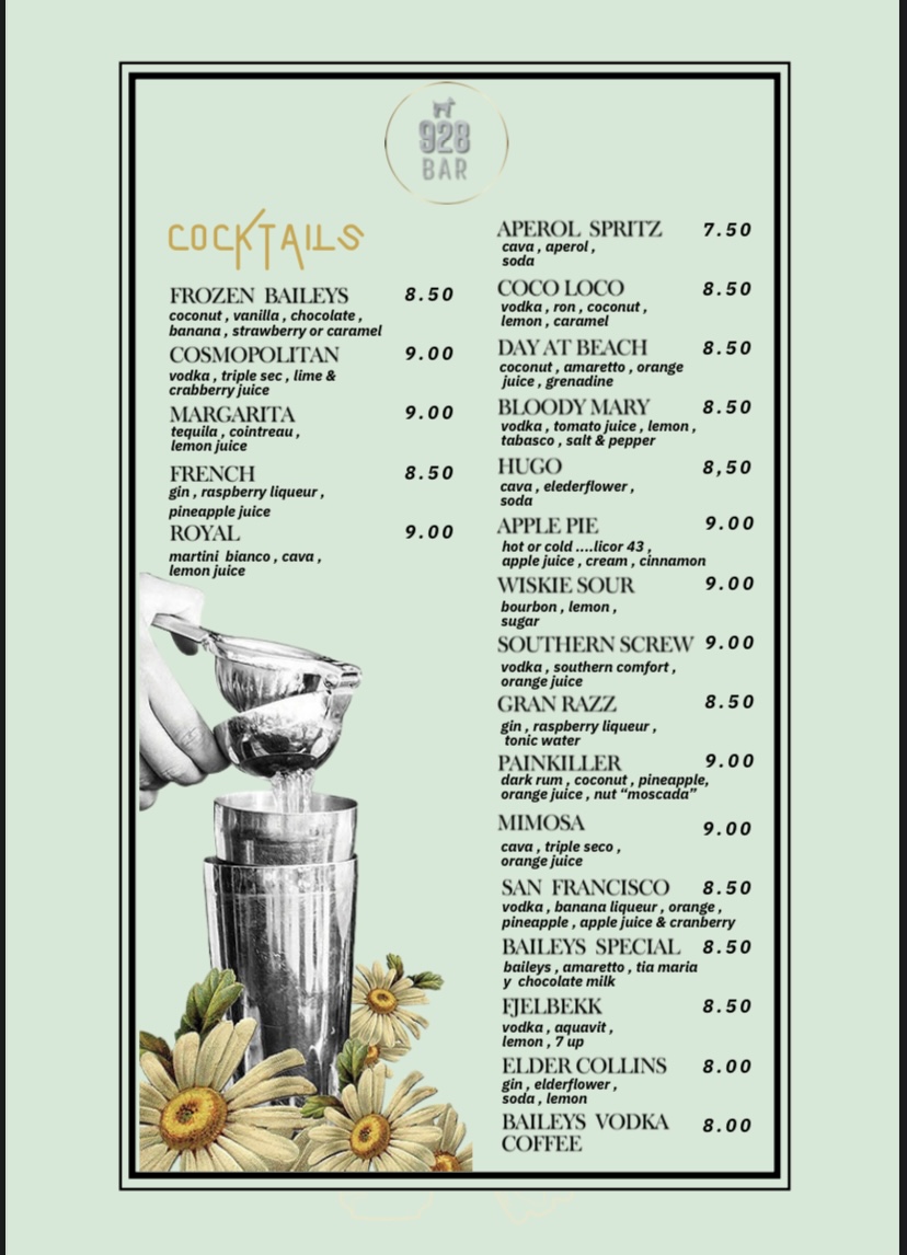 928 Bar Photo Menu 3