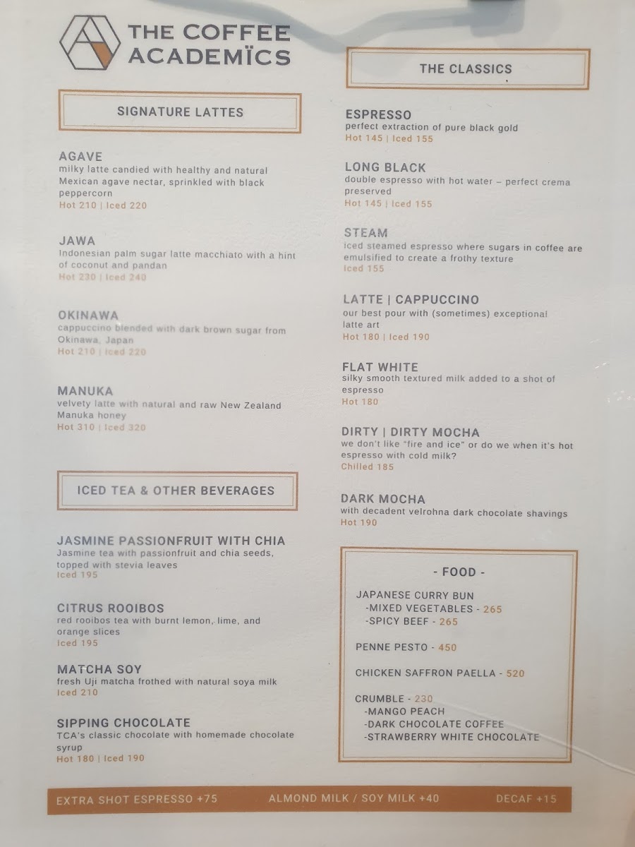 The Coffee Academics BGC Photo Menu 1
