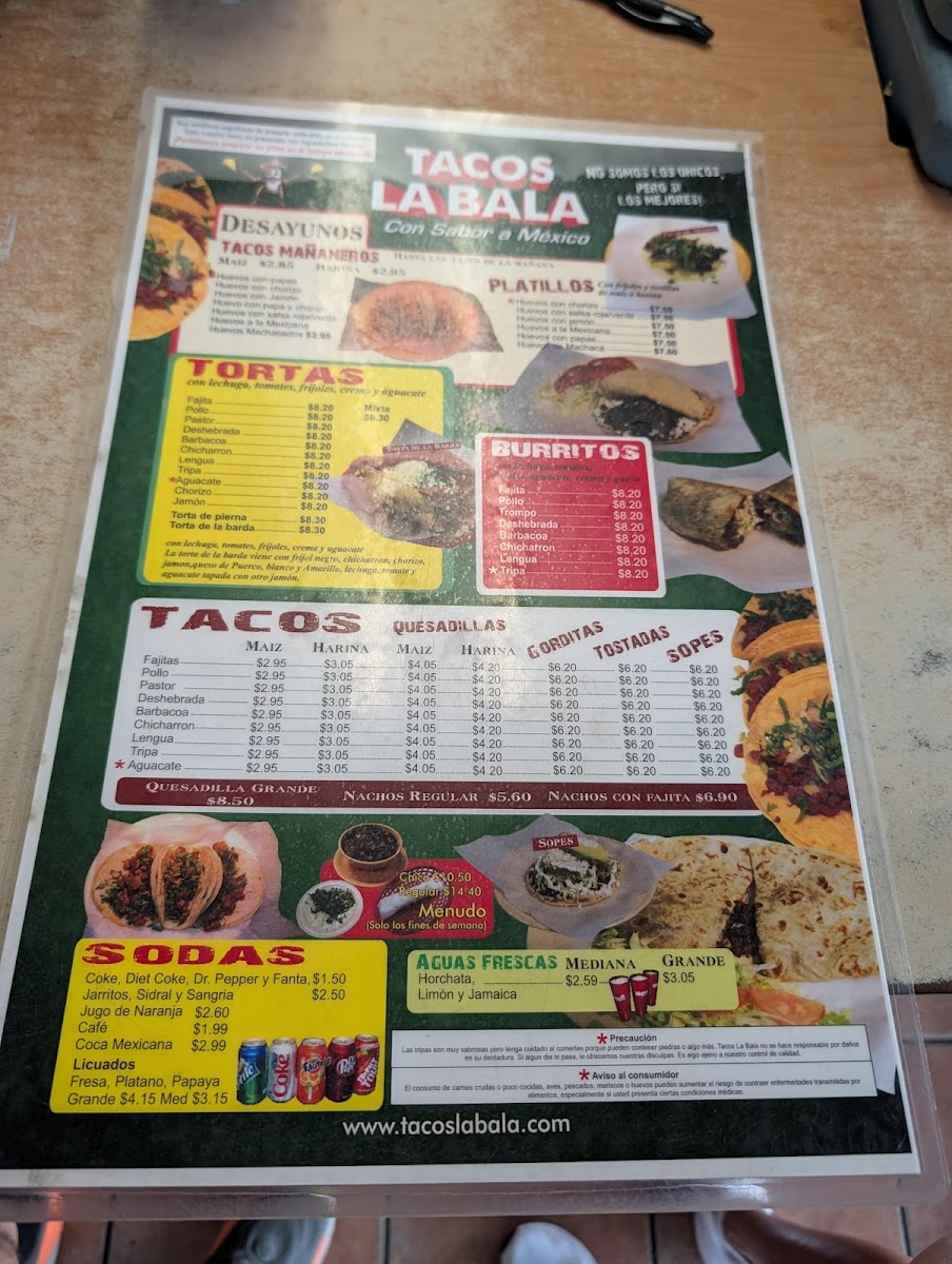 Tacos La Bala Photo Menu 1