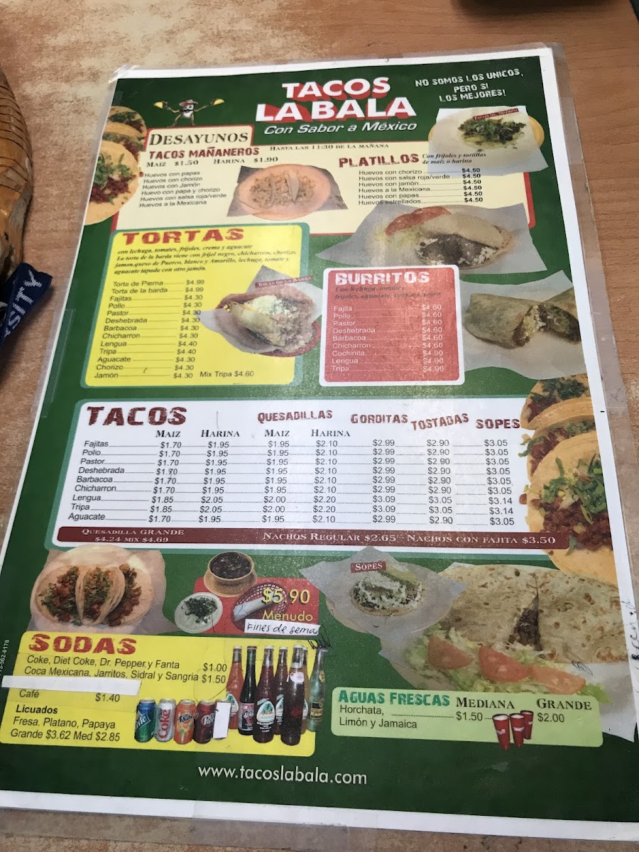 Tacos La Bala Photo Menu 2