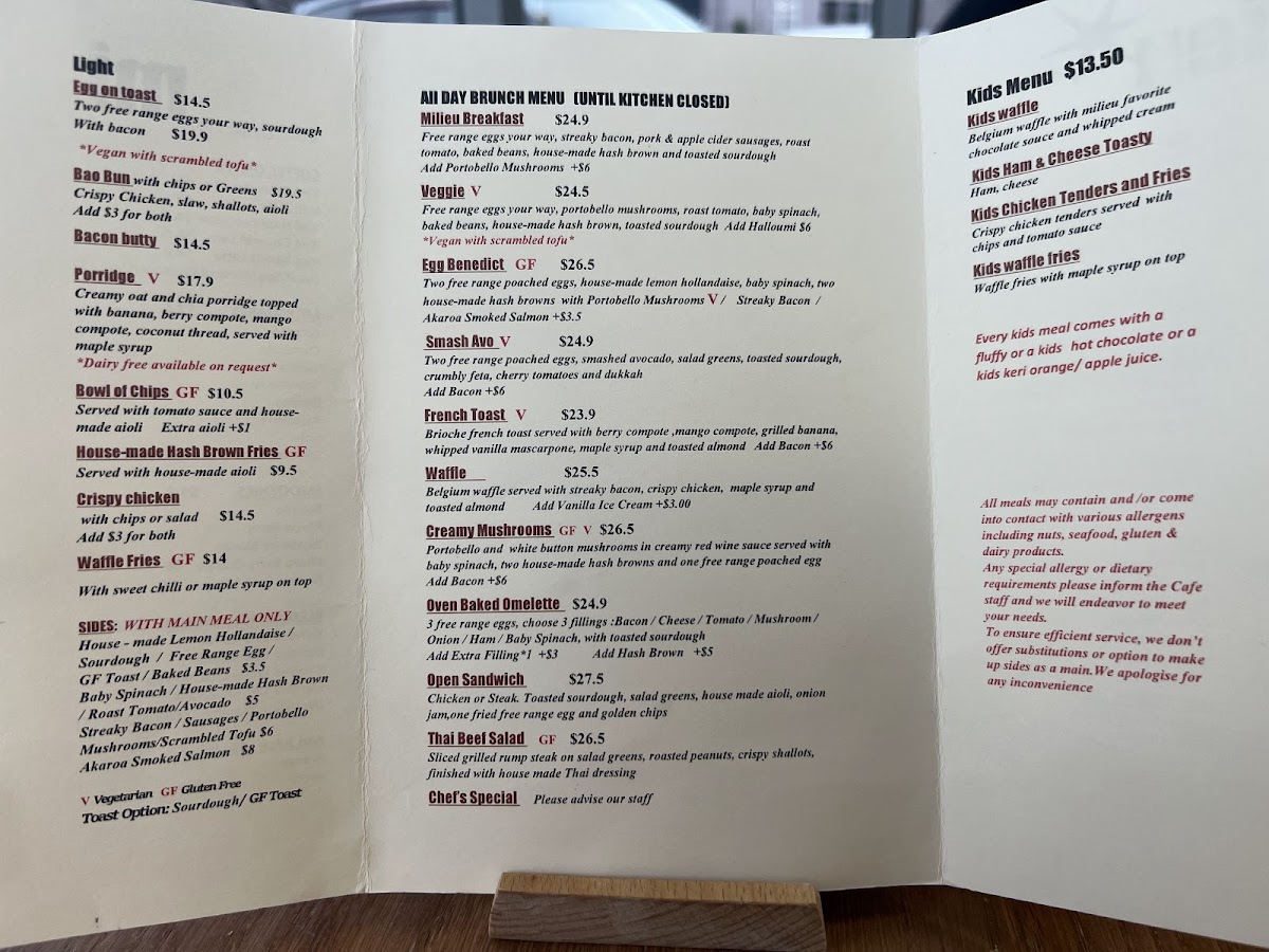 Milieu Cafe Photo Menu 1