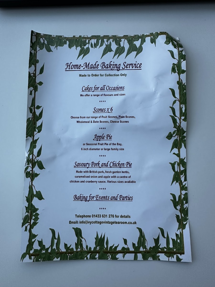 Ivy Cottage Vintage Tea Room Photo Menu 2