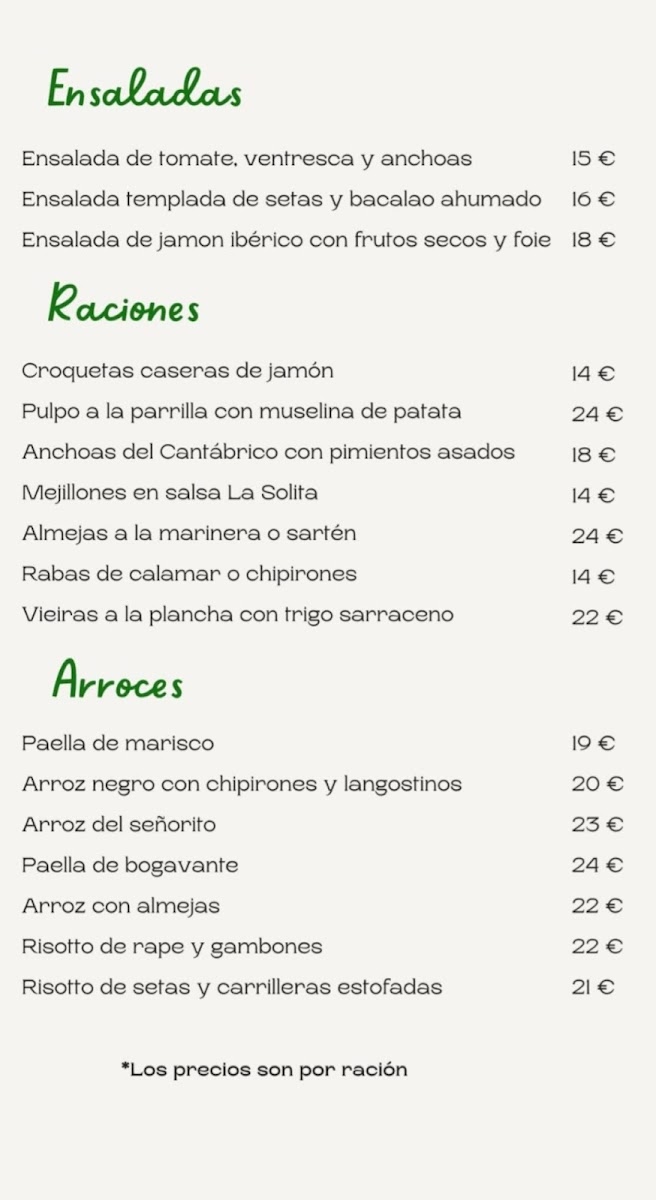 Restaurante La Solita Suances Photo Menu 2