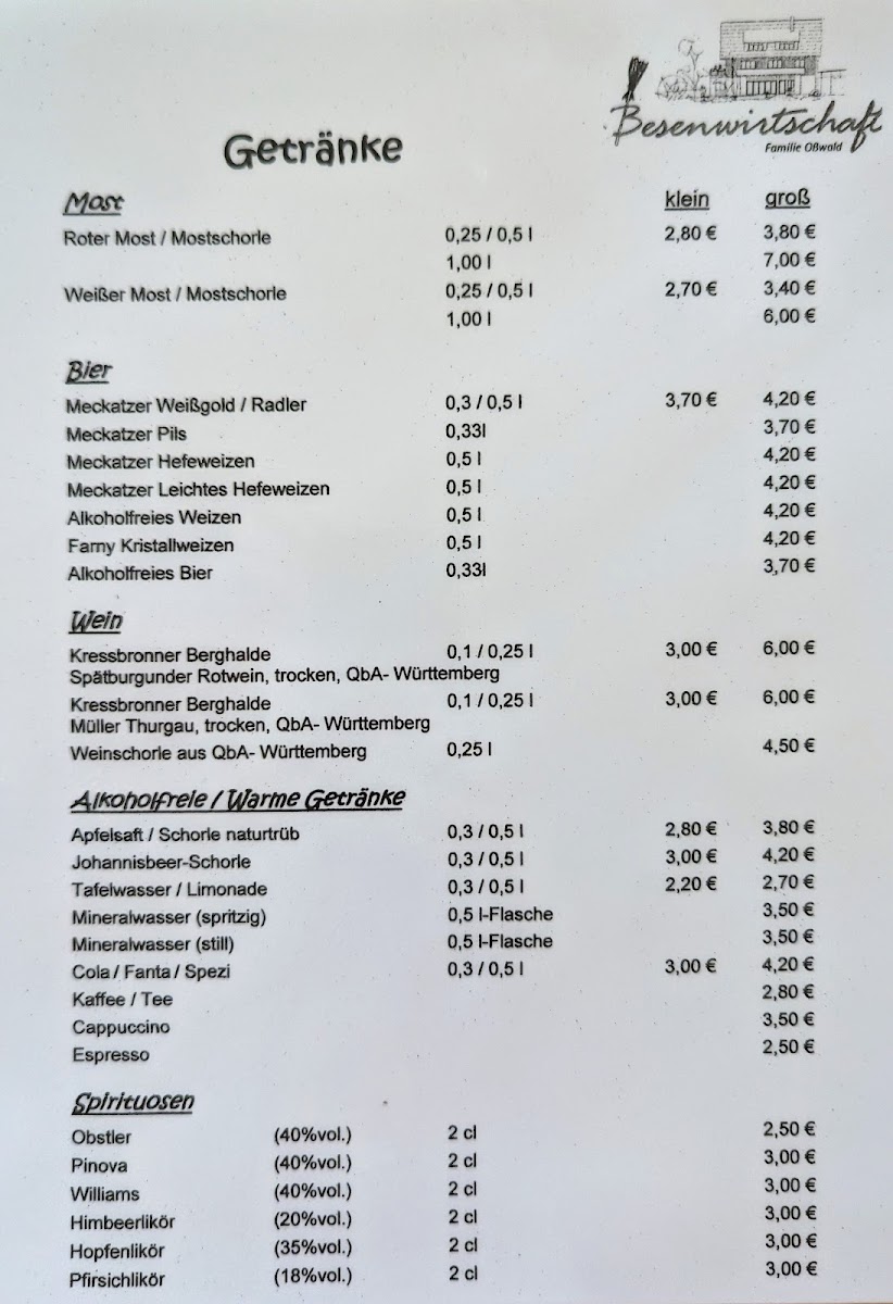 Besenwirtschaft Oßwald Photo Menu 1