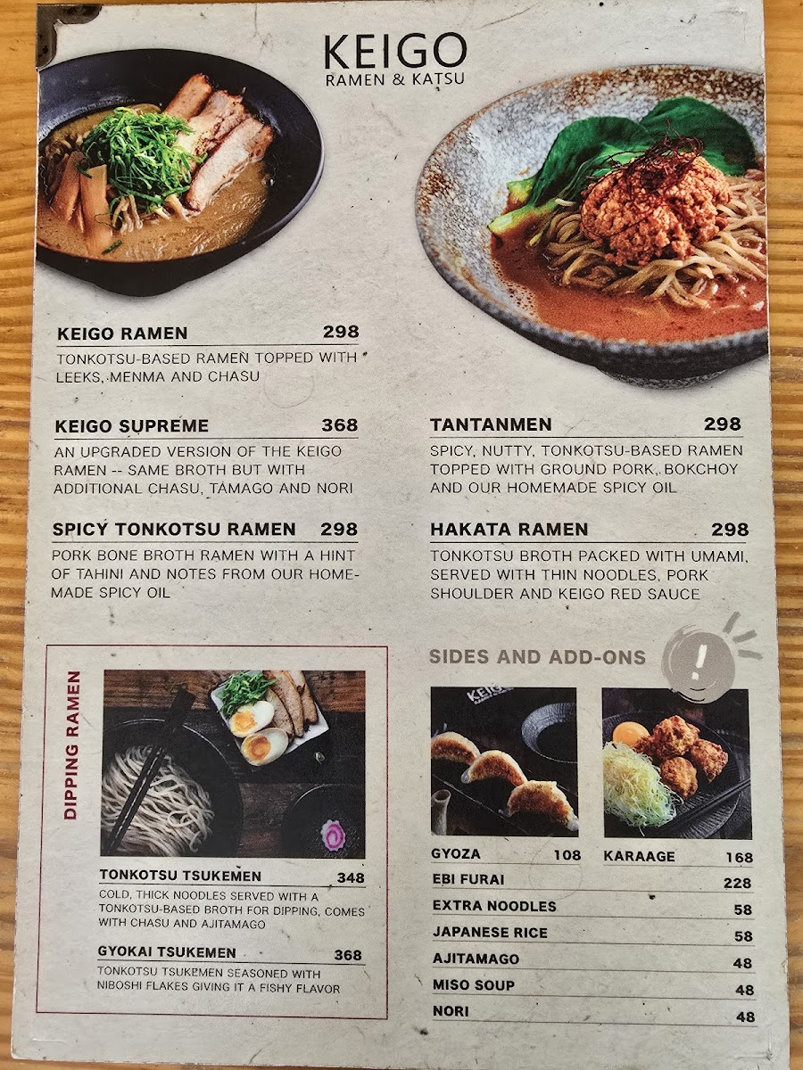 Keigo Ramen & Katsu Photo Menu 1