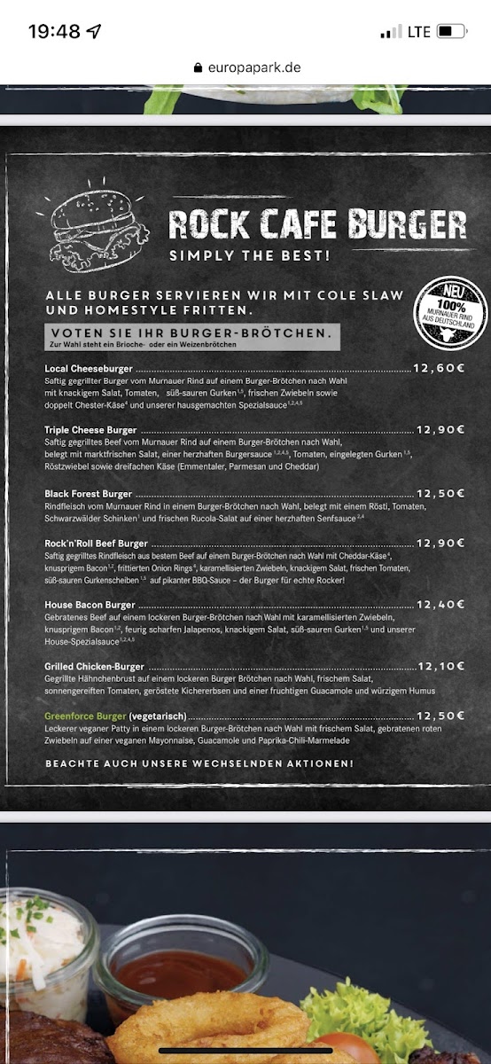 Europa-Park Rock Café Photo Menu 7