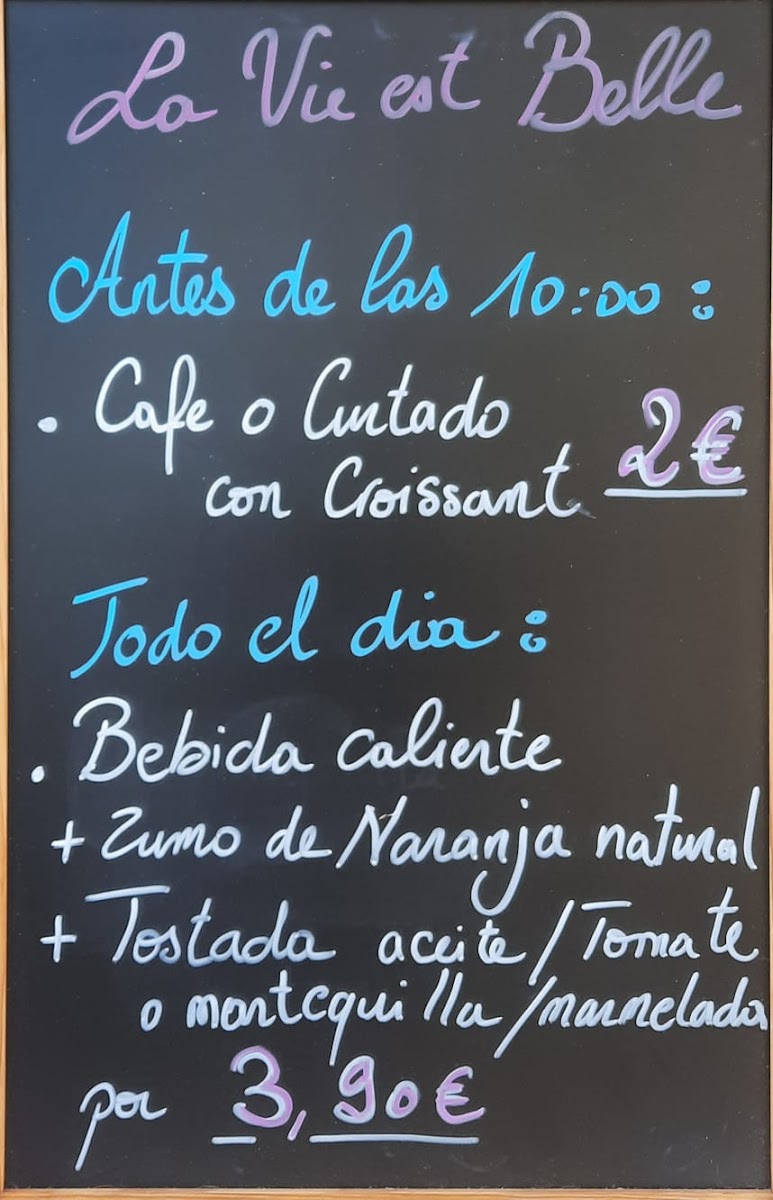 La Vie est Belle Photo Menu 3