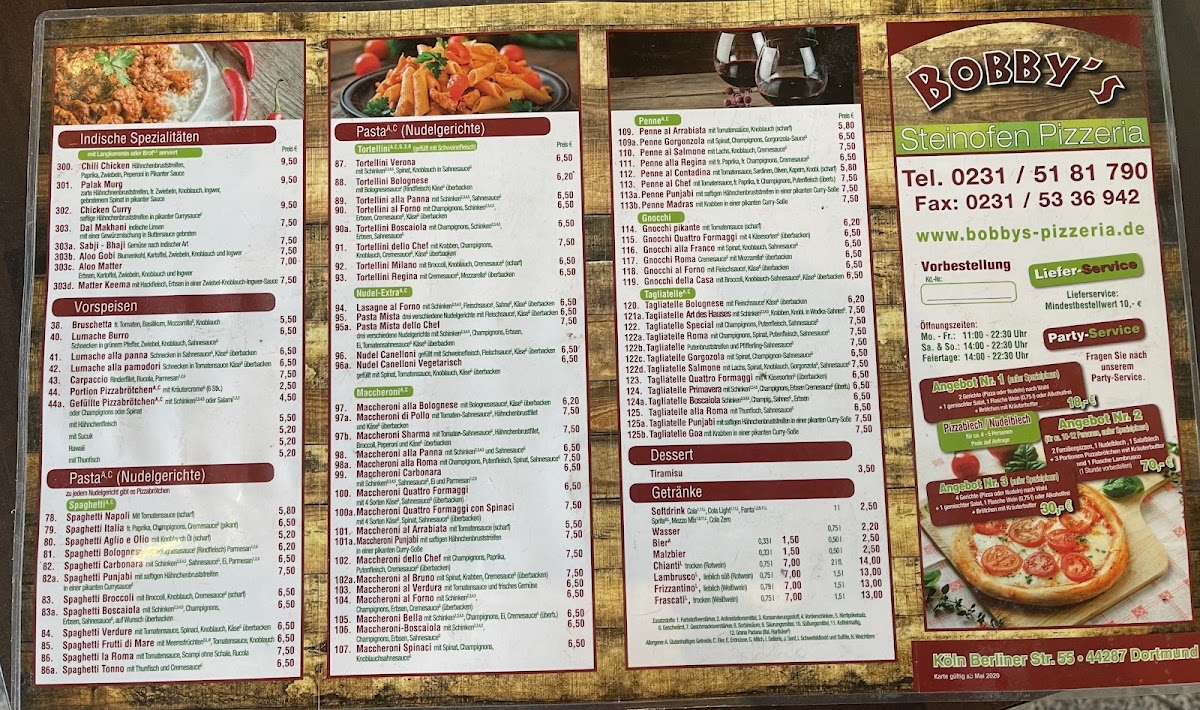 Bobby's Pizzeria Photo Menu 1