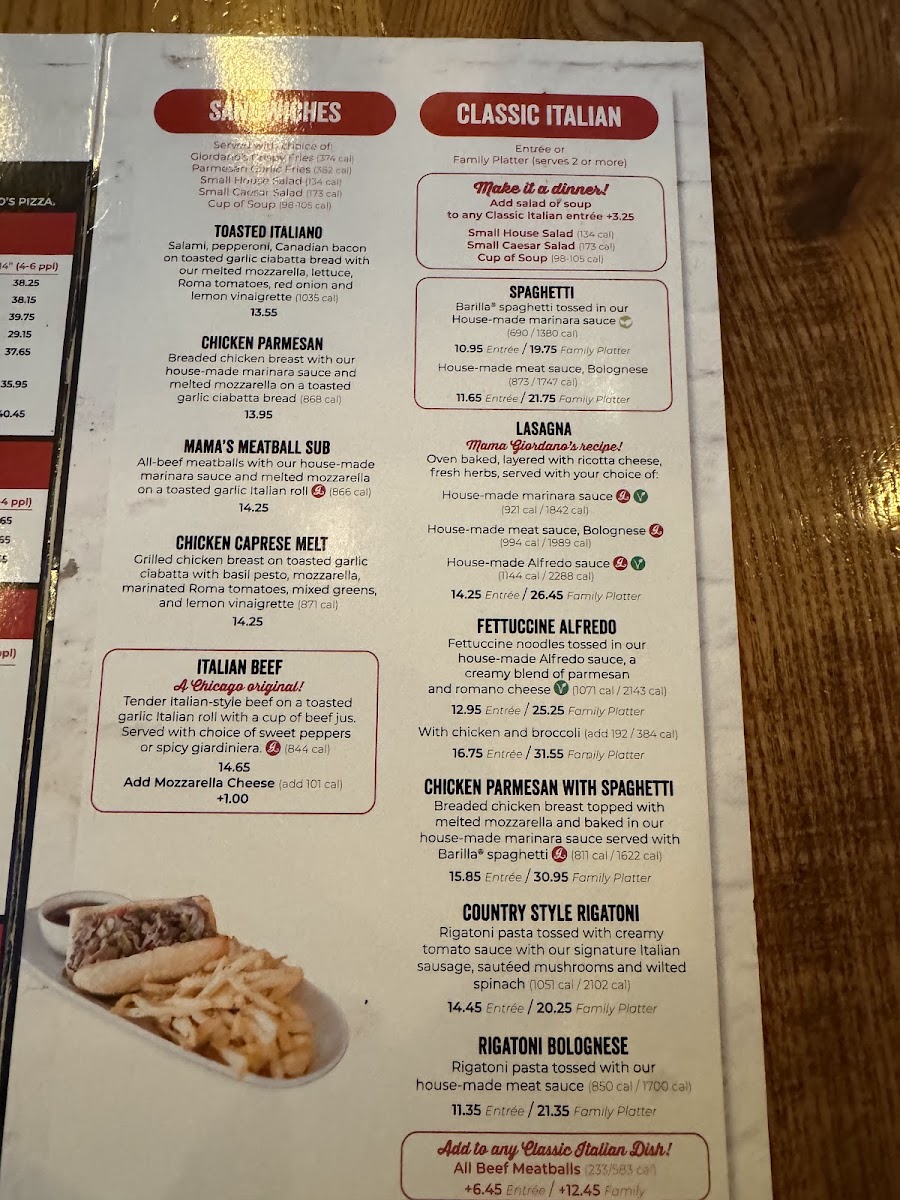 Giordano's Photo Menu 2