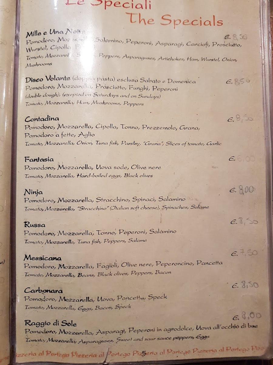Pizzeria Al Portego Sovizzo Photo Menu 1