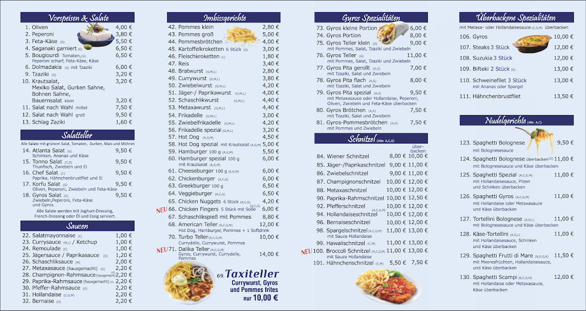 Bei Taki Photo Menu 1