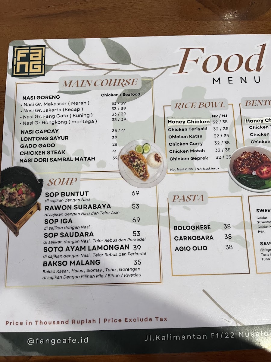 Fang Cafe (Coffee & Eatery) Photo Menu 2