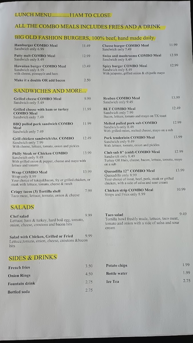 Eggo's Cafe Photo Menu 1
