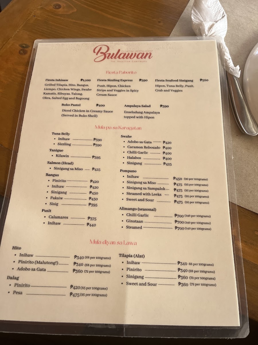 Bulawan Floating Restaurant Photo Menu 3