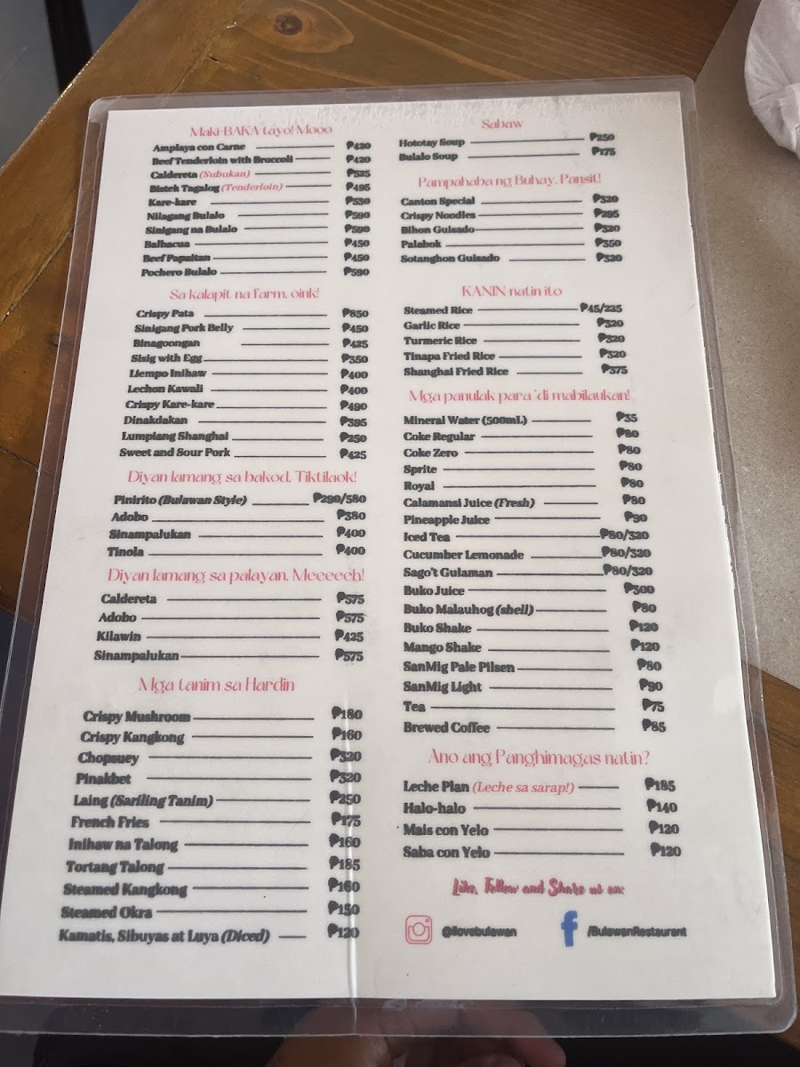 Bulawan Floating Restaurant Photo Menu 5