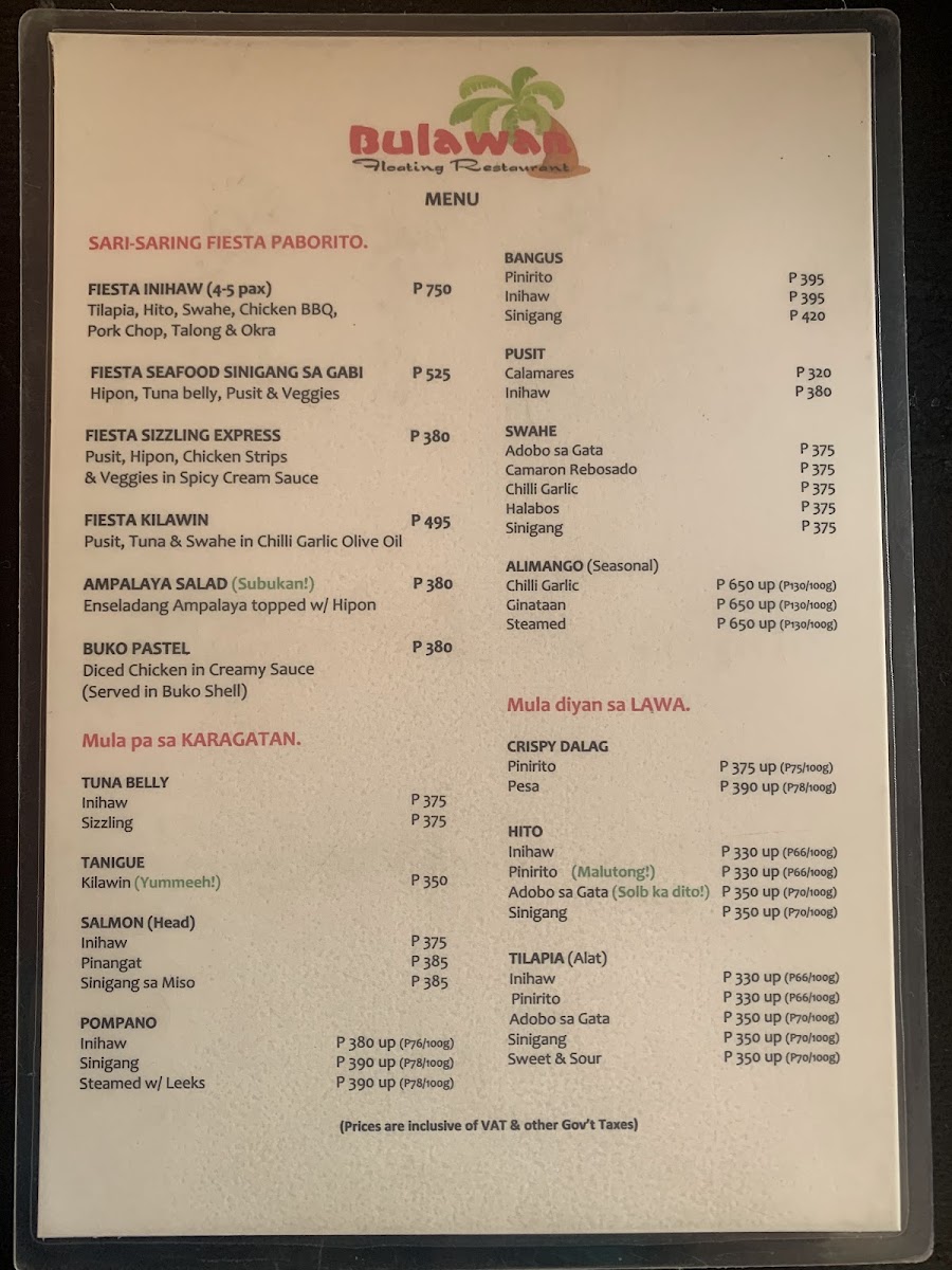 Bulawan Floating Restaurant Photo Menu 7
