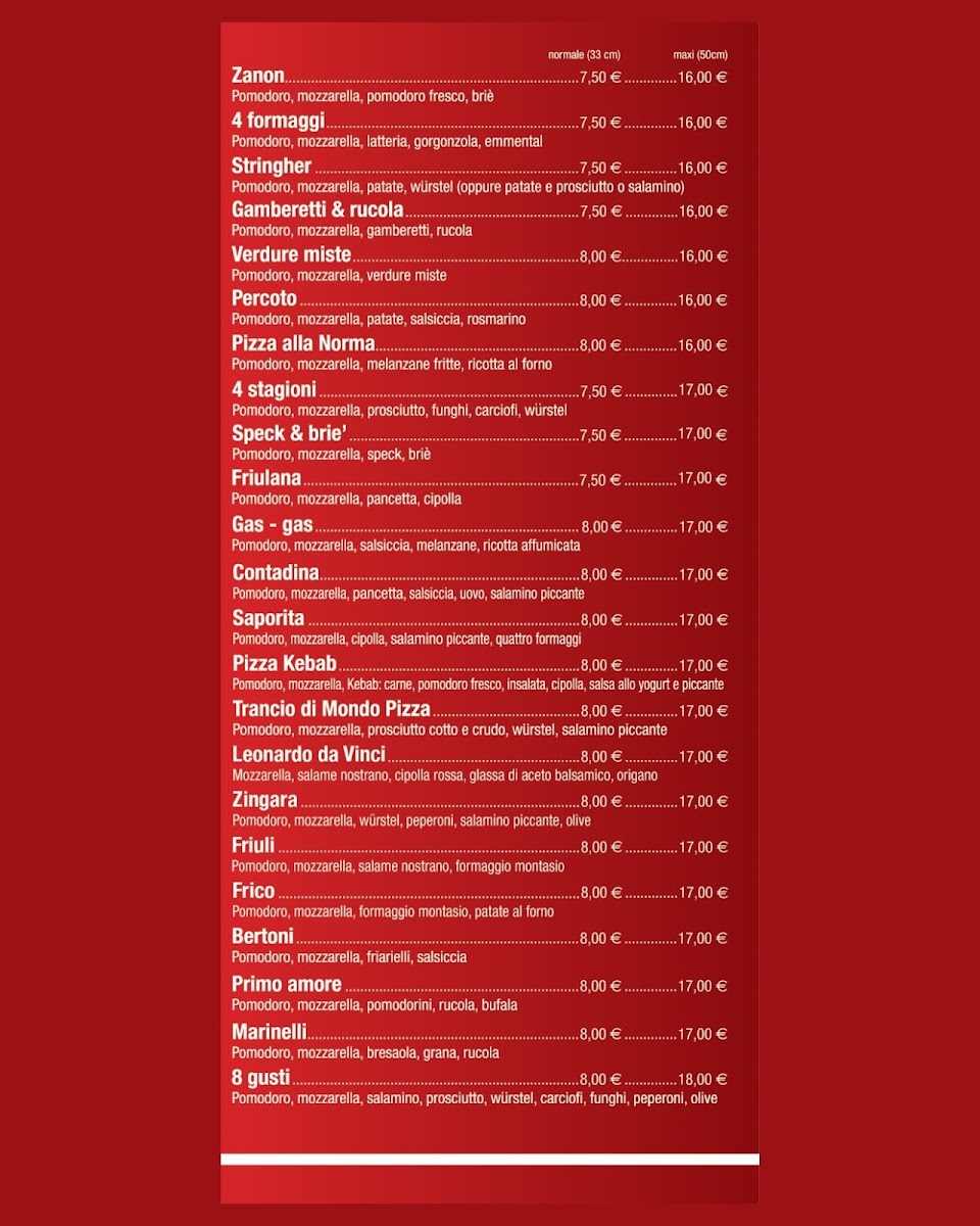 Pizzeria Da Gas Gas - Udine, Centro Studi Photo Menu 1