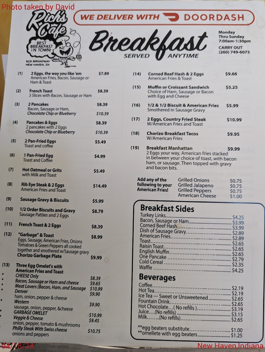 Rich's Cafe New Haven Photo Menu 2