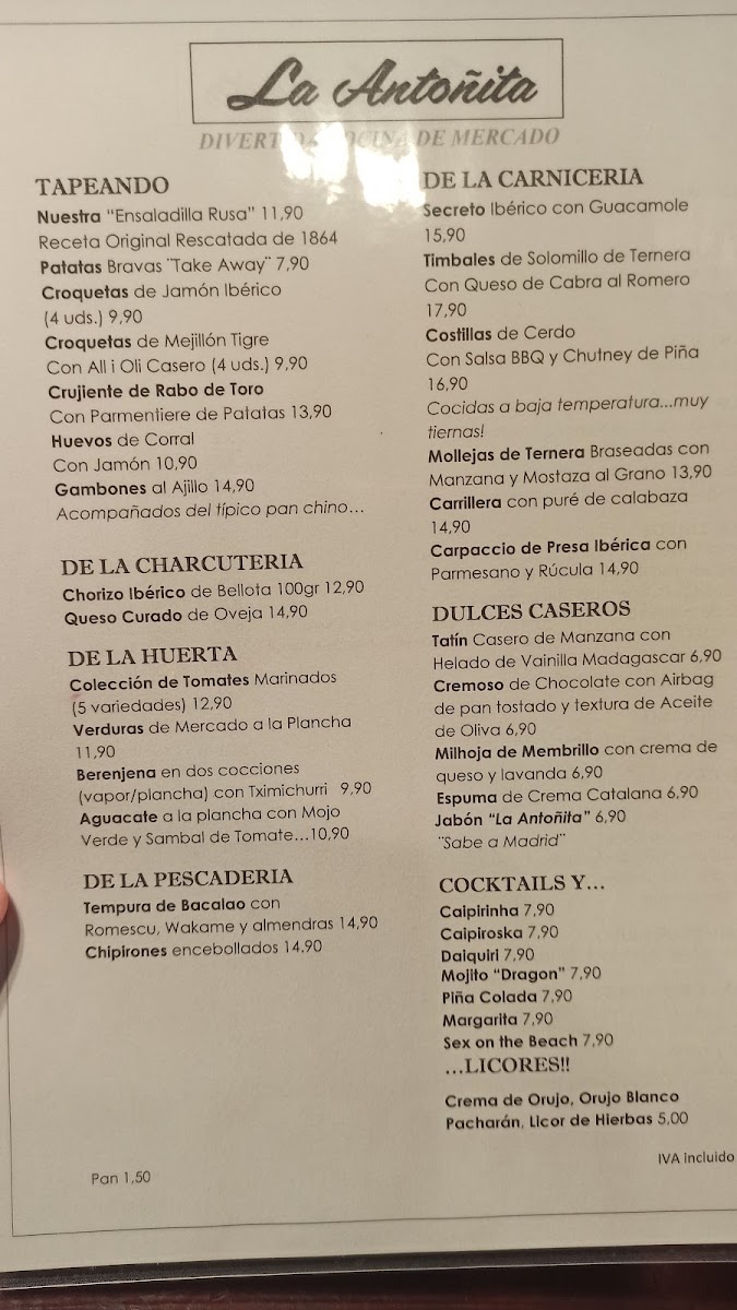 La Antoñita Photo Menu 5