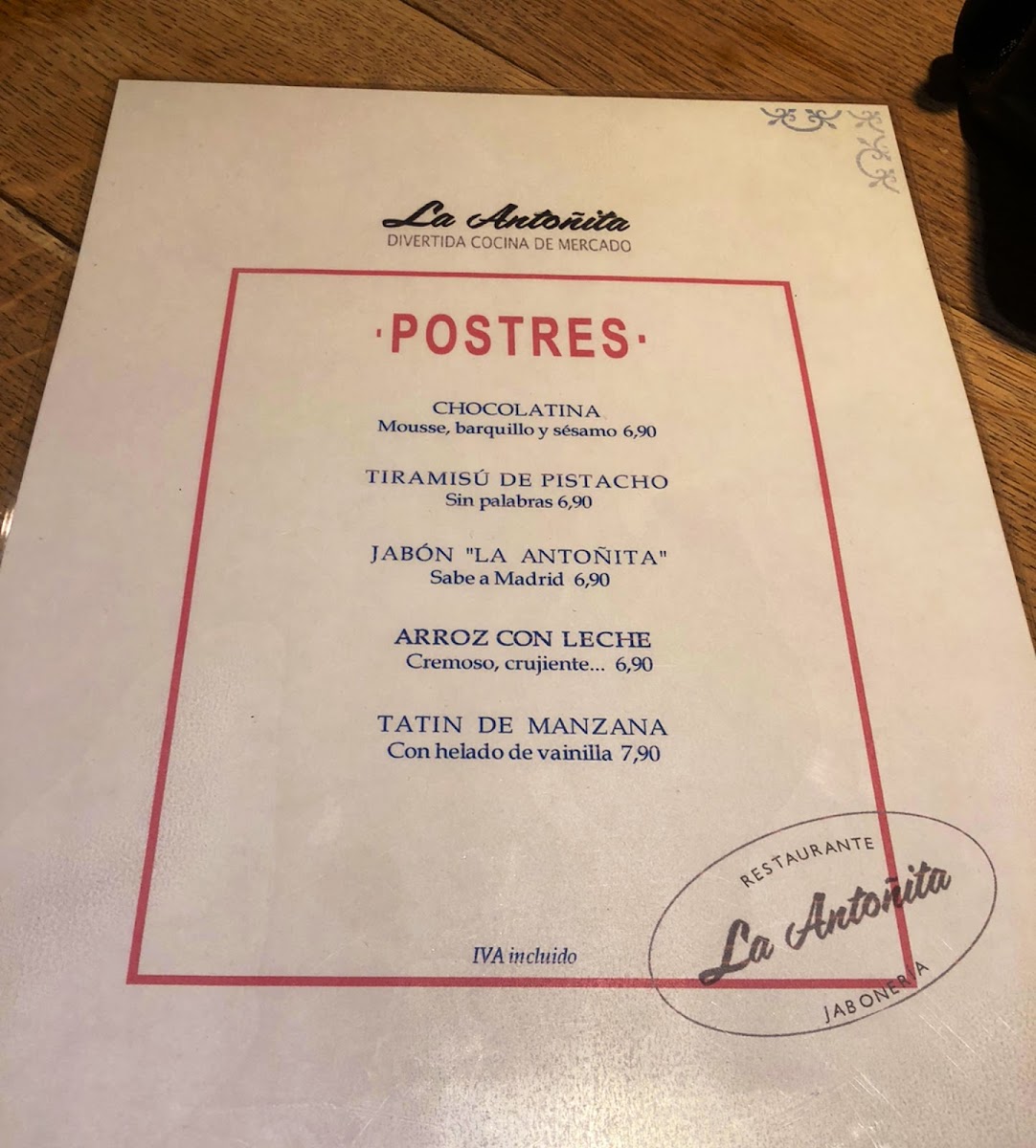 La Antoñita Photo Menu 9