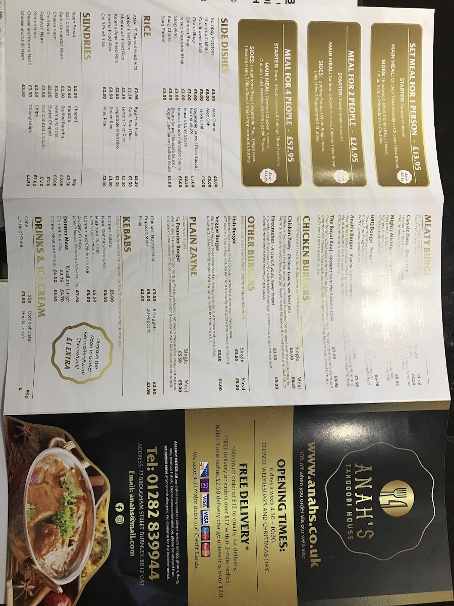 Anahs Tandoori House Photo Menu 2