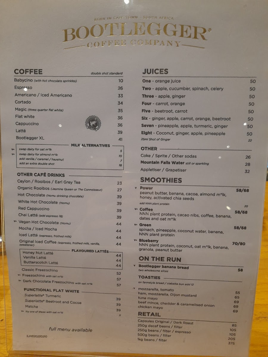 Bootlegger Olivedale Photo Menu 1