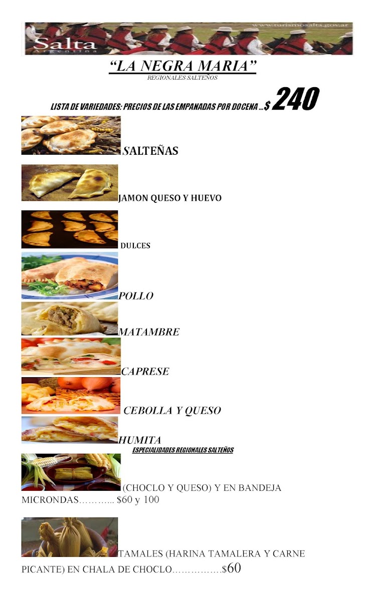 LA NEGRA MARIA Empanadas Salteñas Photo Menu 1