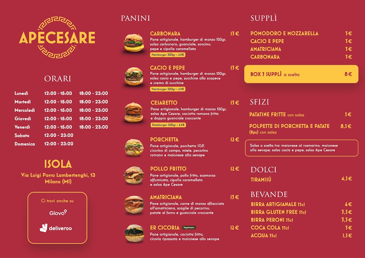 Ape Cesare - Isola Photo Menu 1