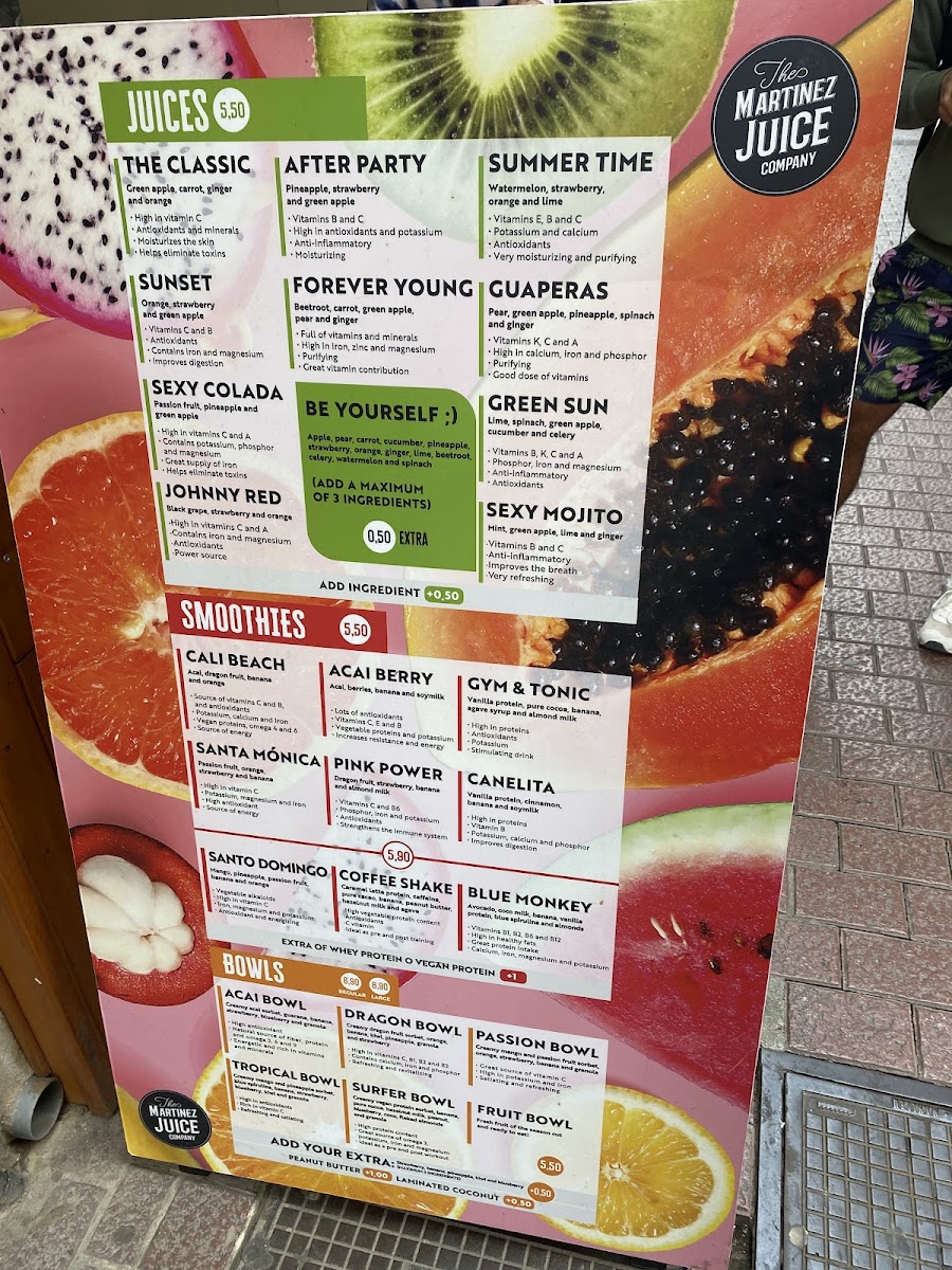 The Martínez Juice Company Photo Menu 3