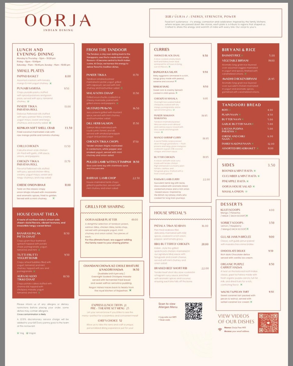 Oorja Indian Dining Photo Menu 2