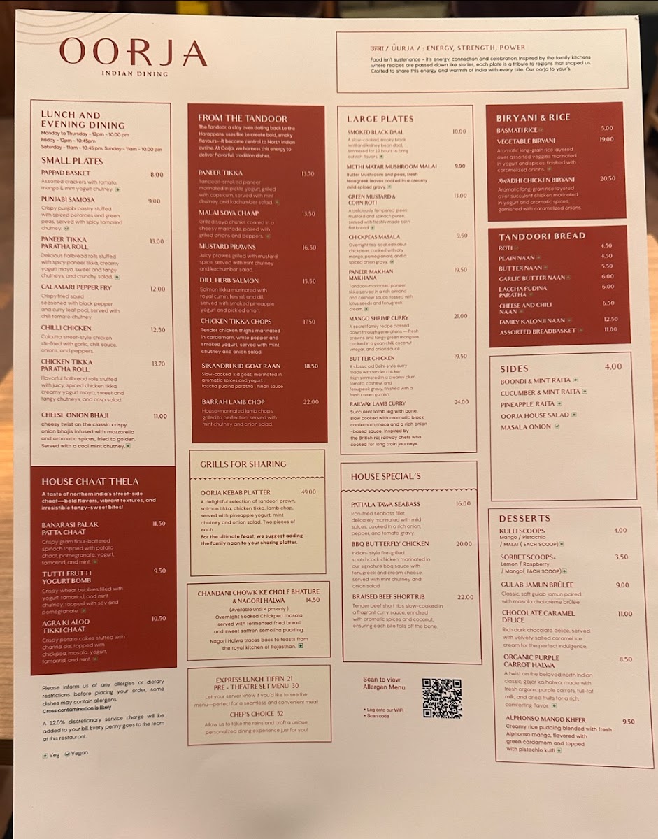 Oorja Indian Dining Photo Menu 5
