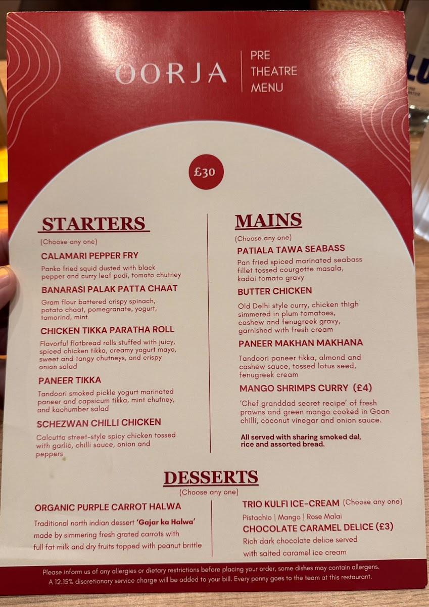 Oorja Indian Dining Photo Menu 7