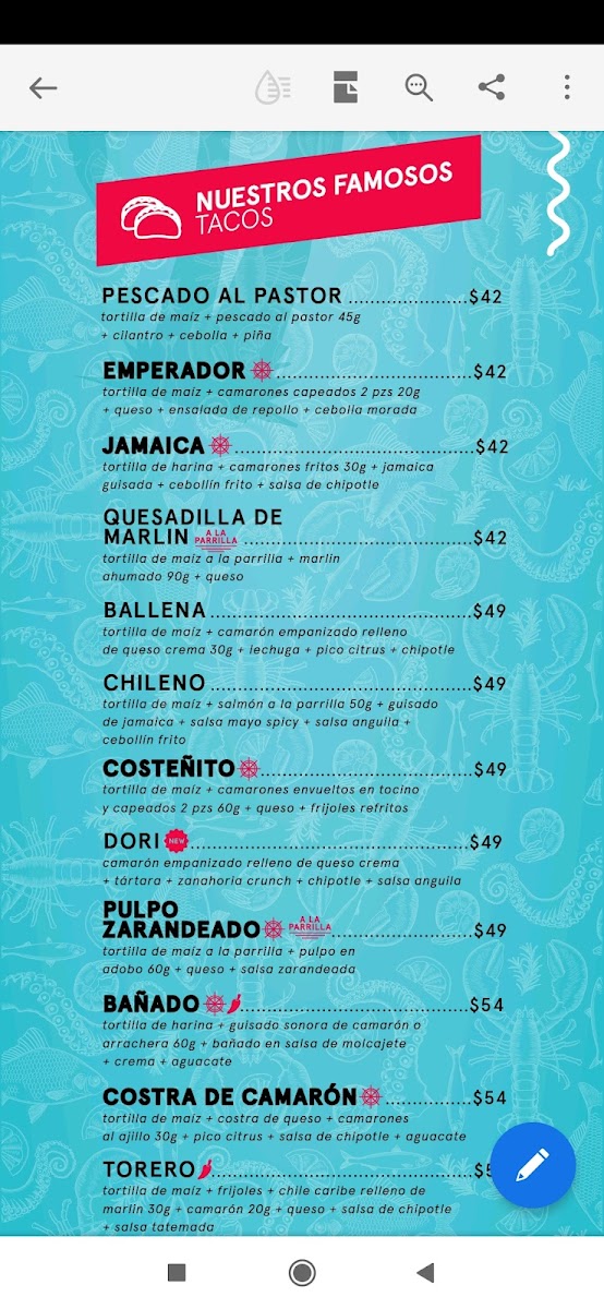 El Costeñito Photo Menu 9