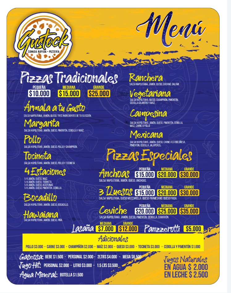 Gustock comidas rápidas y pizzería Photo Menu 3
