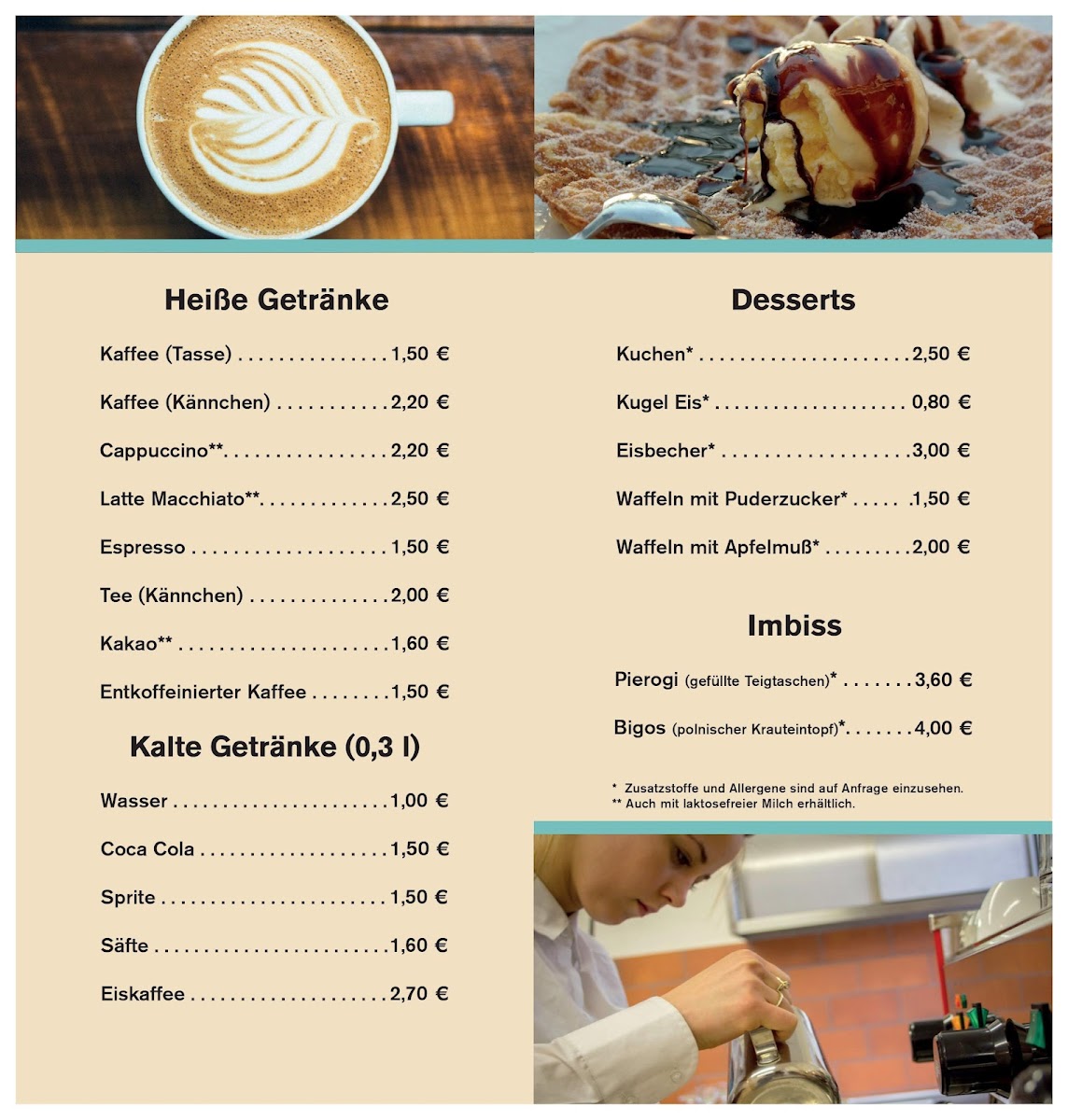 Café „Kaffee zum Glück“ Photo Menu 1