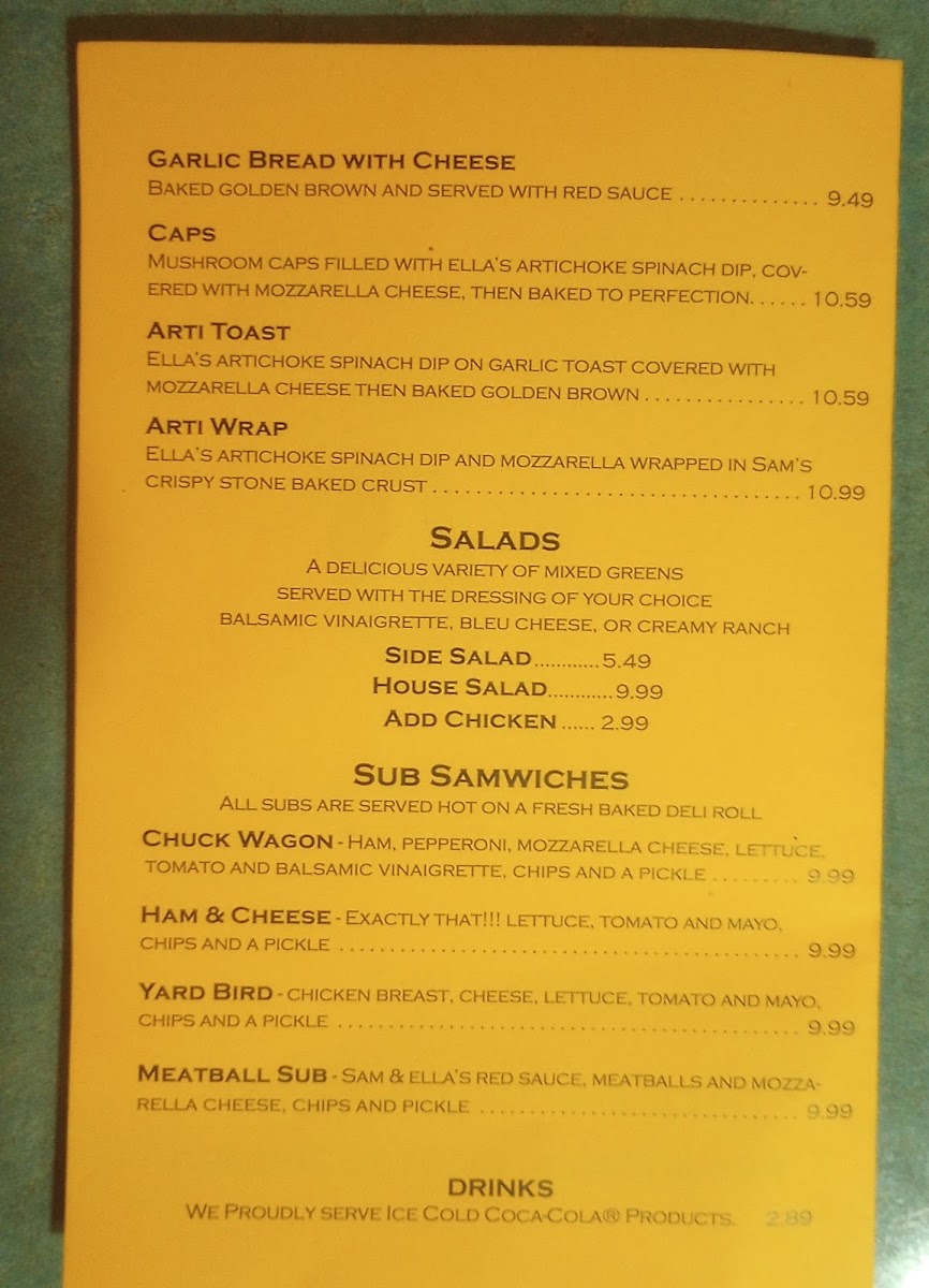 Sam & Ella's Chicken Palace Photo Menu 2