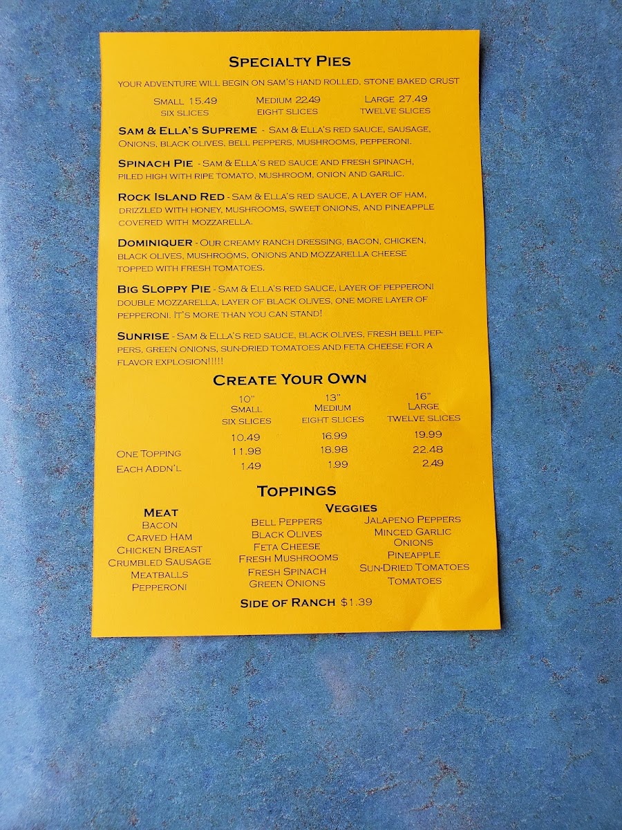 Sam & Ella's Chicken Palace Photo Menu 4