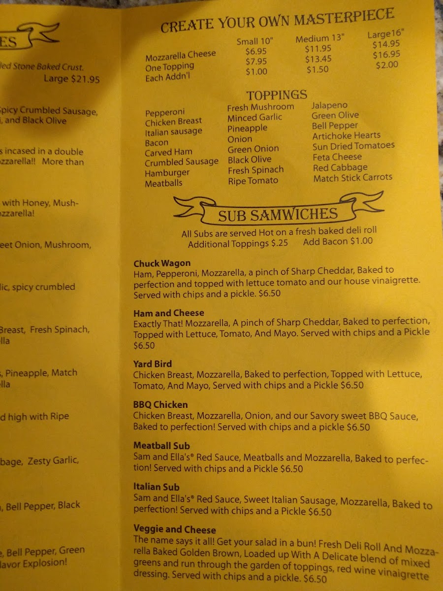 Sam & Ella's Chicken Palace Photo Menu 8