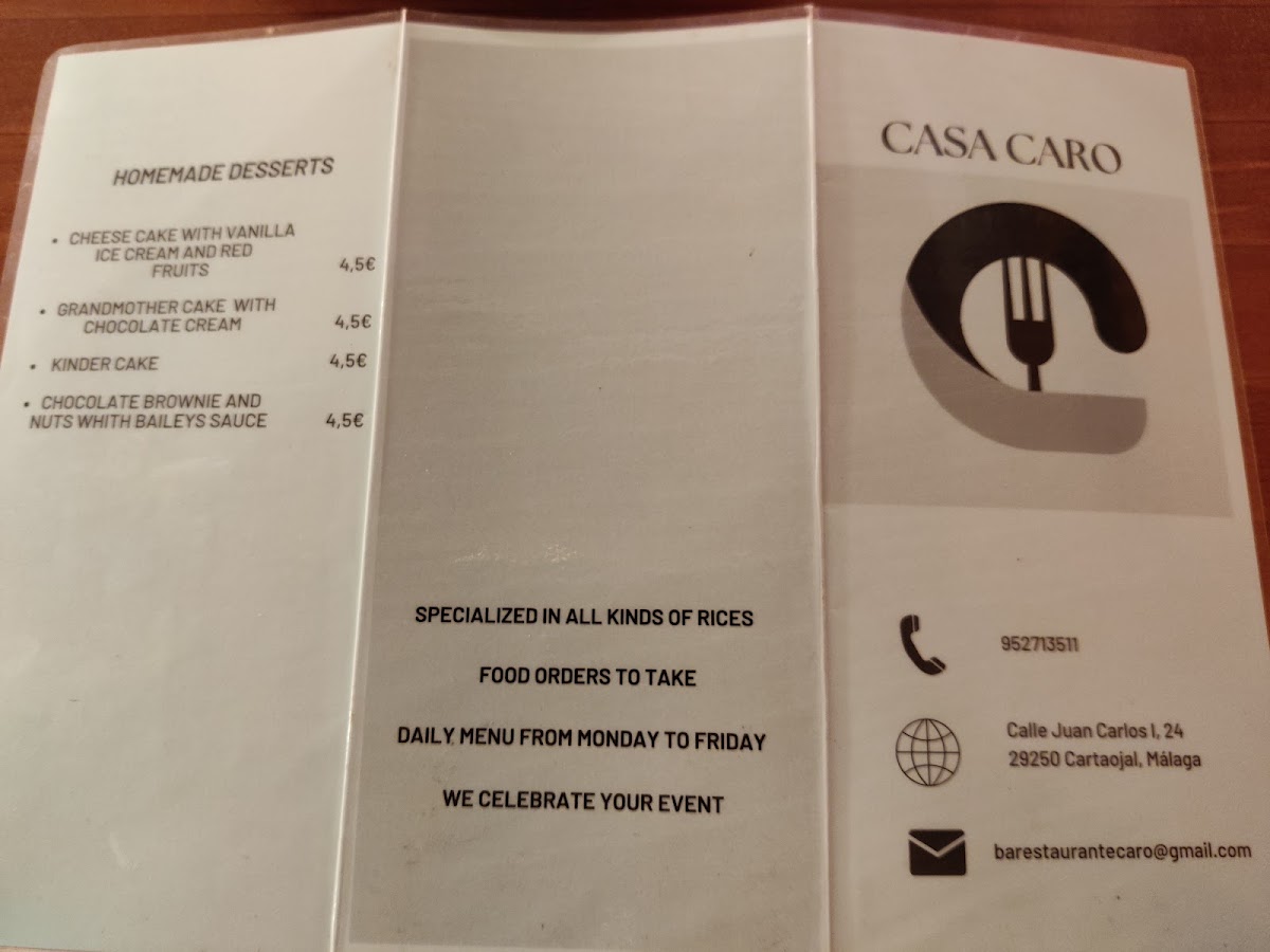 Restaurante Casa Caro Photo Menu 2