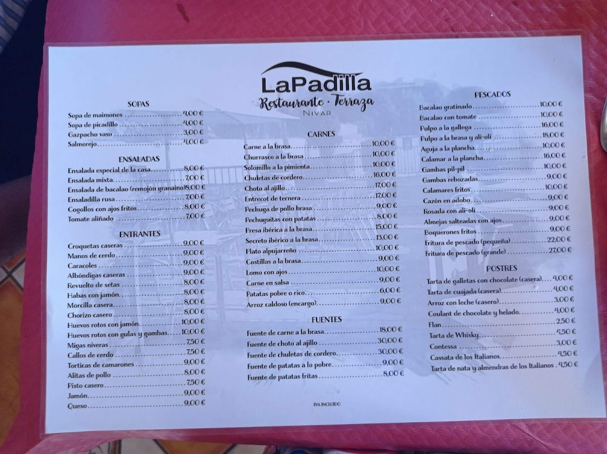 La Padilla Photo Menu 1