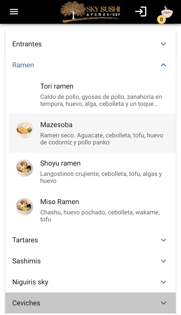 Sky Sushi & Ramen Bar Recoletos Photo Menu 1